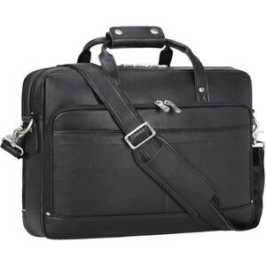 ⚡Men Black Fits 15.6 Inch Laptop Crossbody Bag Attached Leather Briefcase